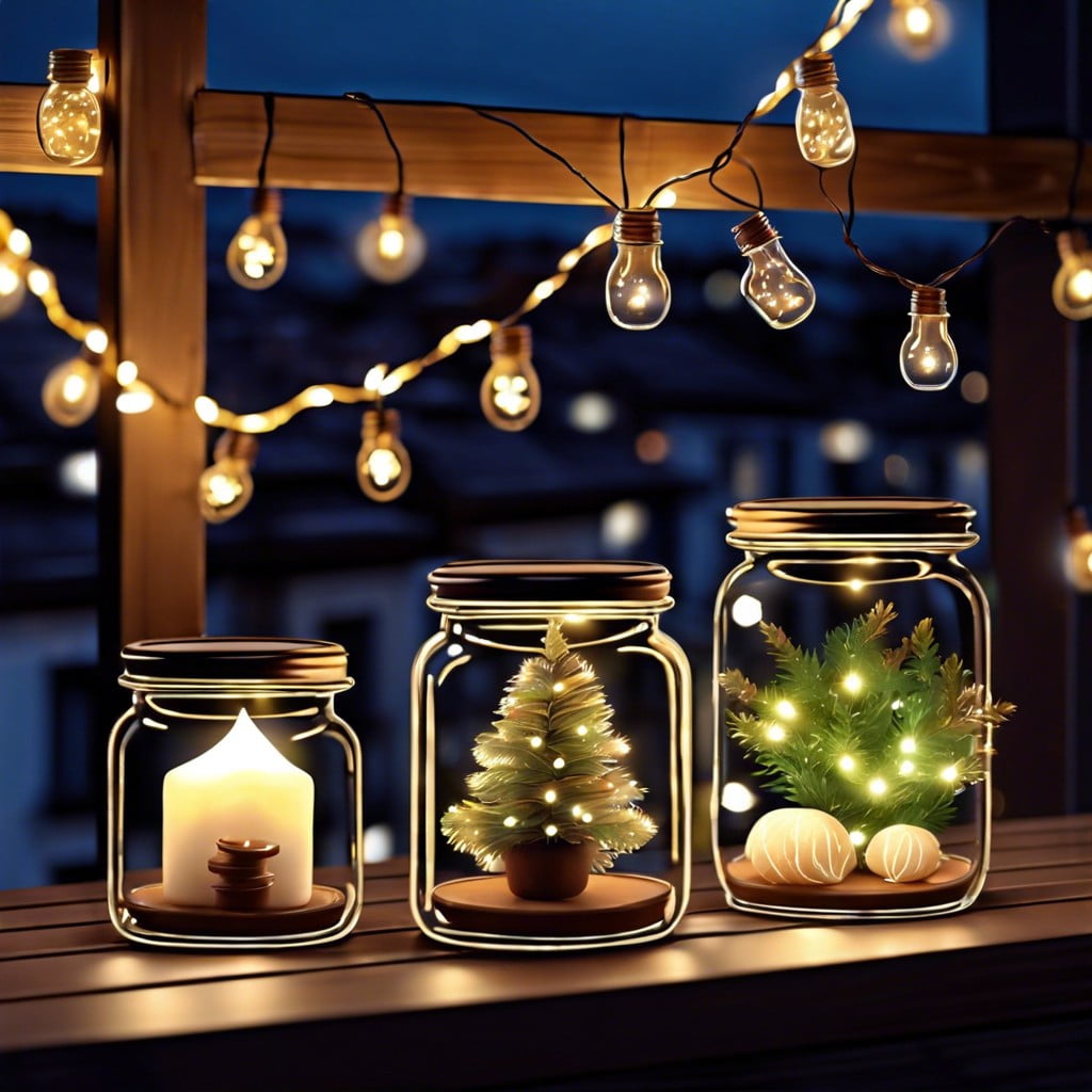 fairy lights in glass jars