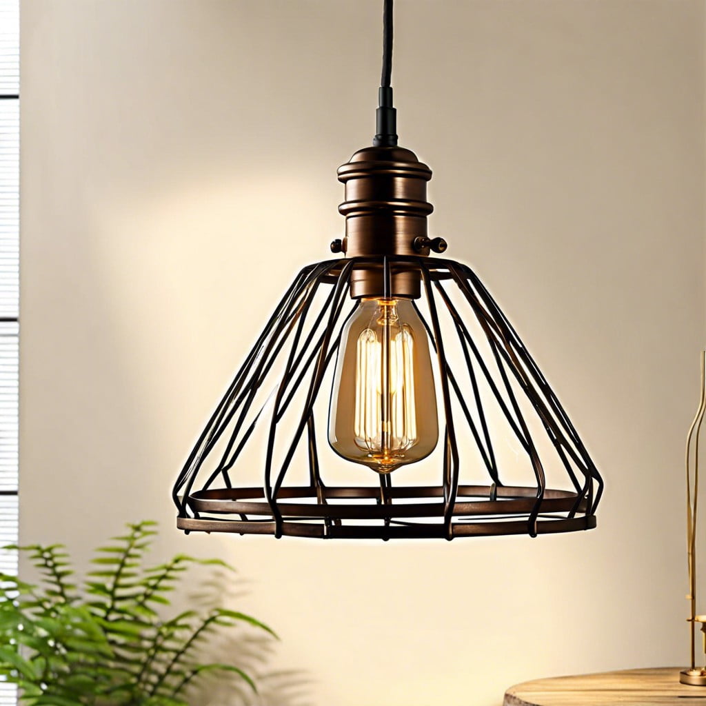 industrial edison bulb with a rustic metal cage