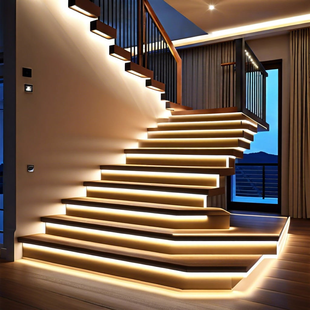 led strip lights under each step