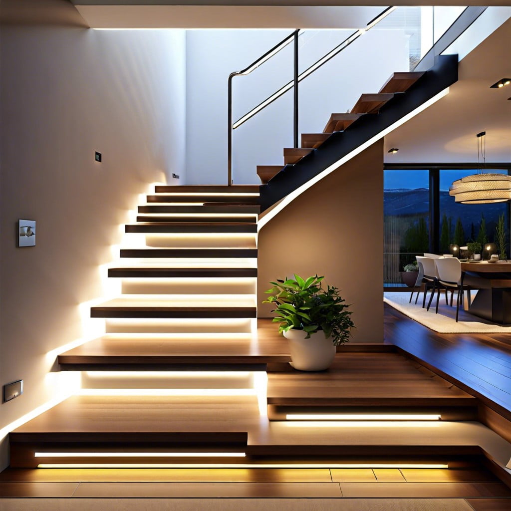 led strip lights under each step