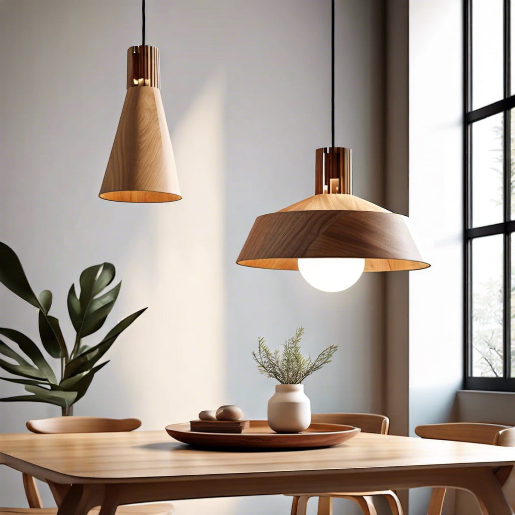 pendant lamps with minimalist wooden accents
