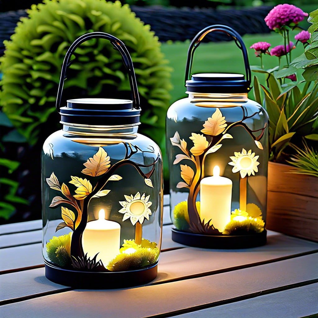 solar jar lanterns along pathways