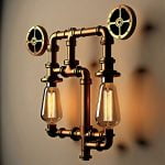 steampunk pipe and valve lighting